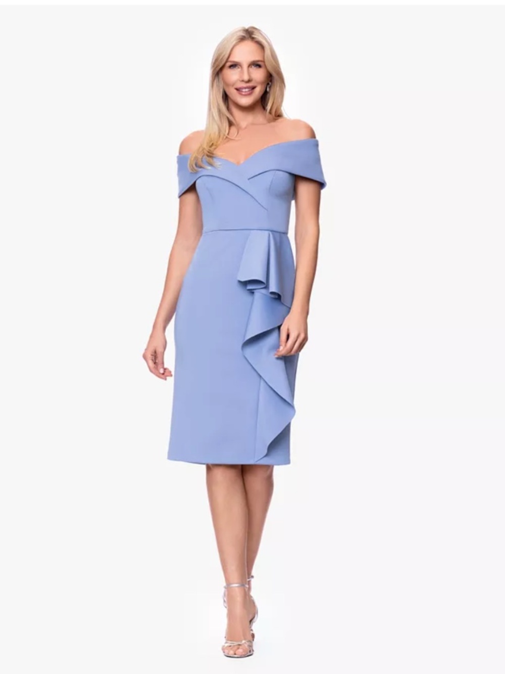 XSCAPE: Women's Off-The-Shoulder Midi Dress